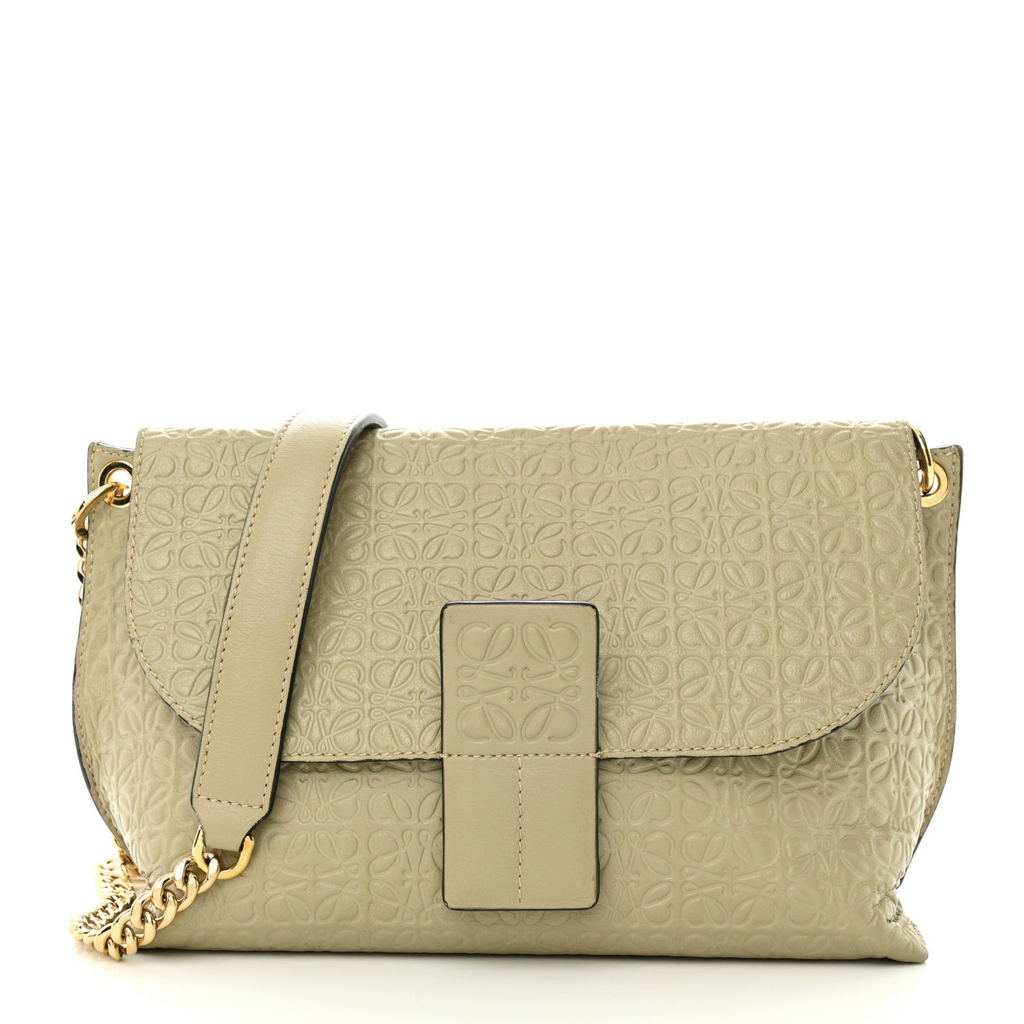 Goatskin Embossed Avenue Shoulder Bag Green