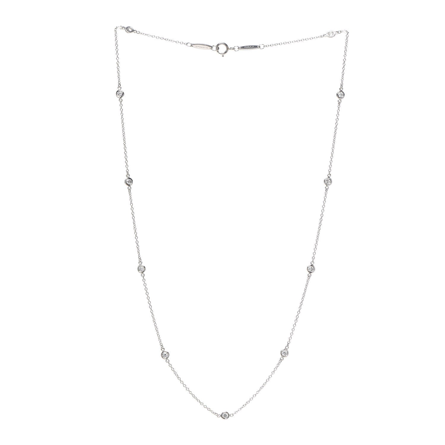 Tiffany Platinum Diamond .33ctw Elsa Peretti Diamonds by the Yard Station Necklace 3 of 5
