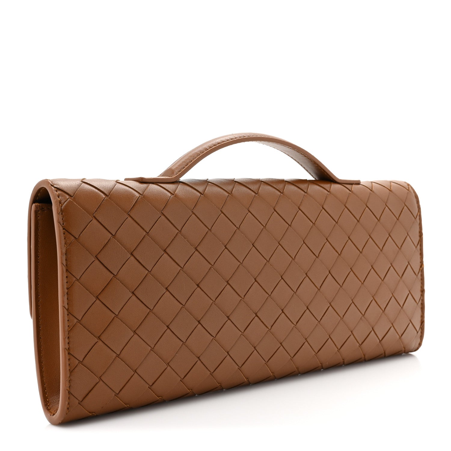 Bottega Veneta Nappa Intrecciato Long Andiamo Top Handle Clutch Cognac 3 of 8