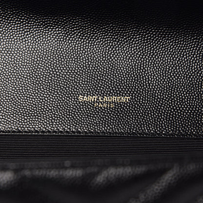 Saint Laurent Grain De Poudre Matelasse Chevron Large Monogram Satchel Black 6 of 9