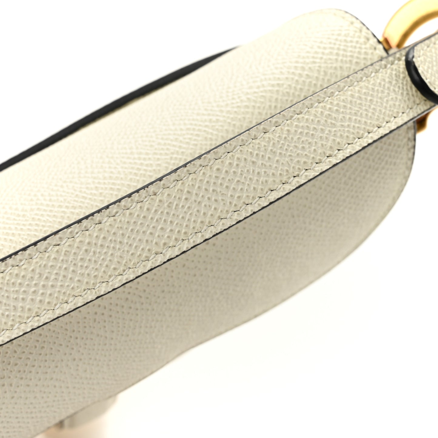 Grained Calfskin Mini Saddle Bag With Strap Latte