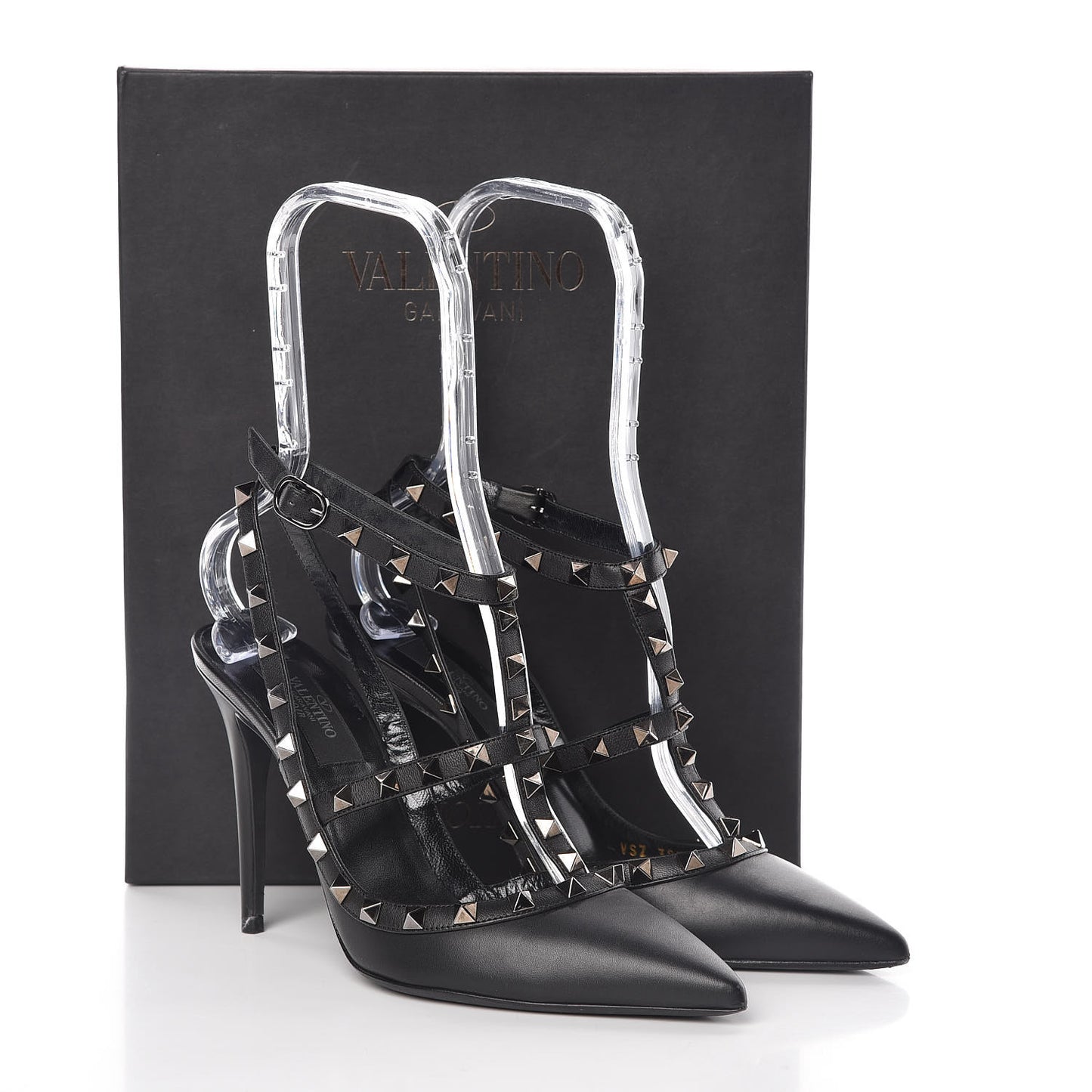 Nappa Rockstud Ankle Strap Pumps 38.5 Black