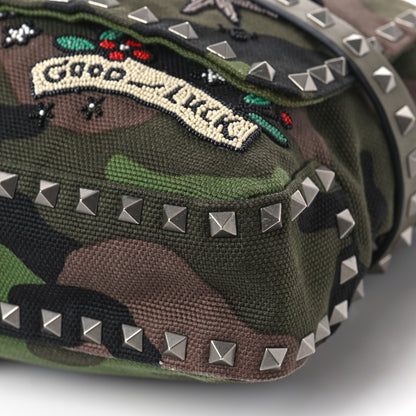 Valentino Garavani Canvas Camouflage Tattoo Beaded Rockstud Messenger Bag Army Green Brushwood 8 of 8