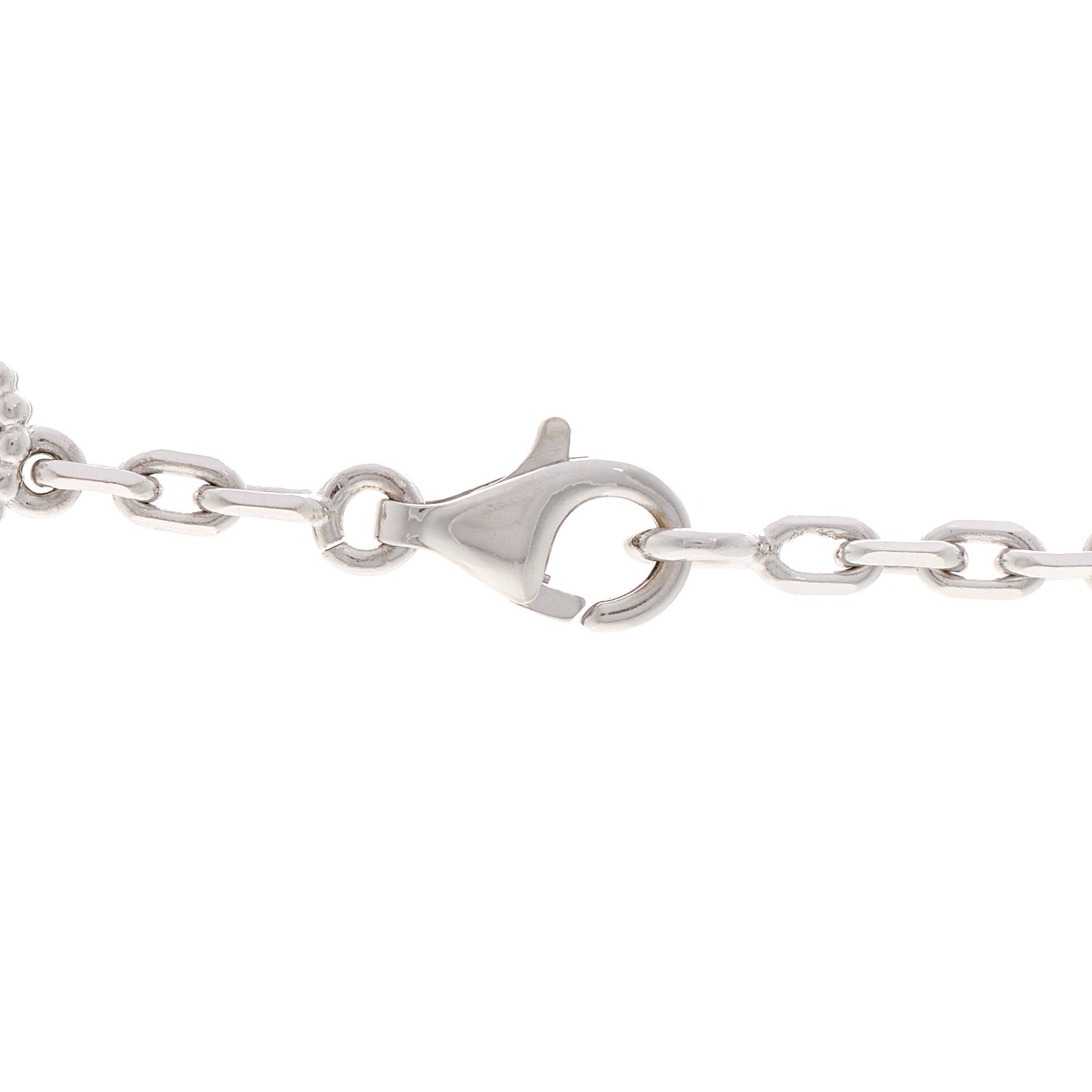 18K White Gold Chalcedony 10 Motifs Vintage Alhambra Necklace