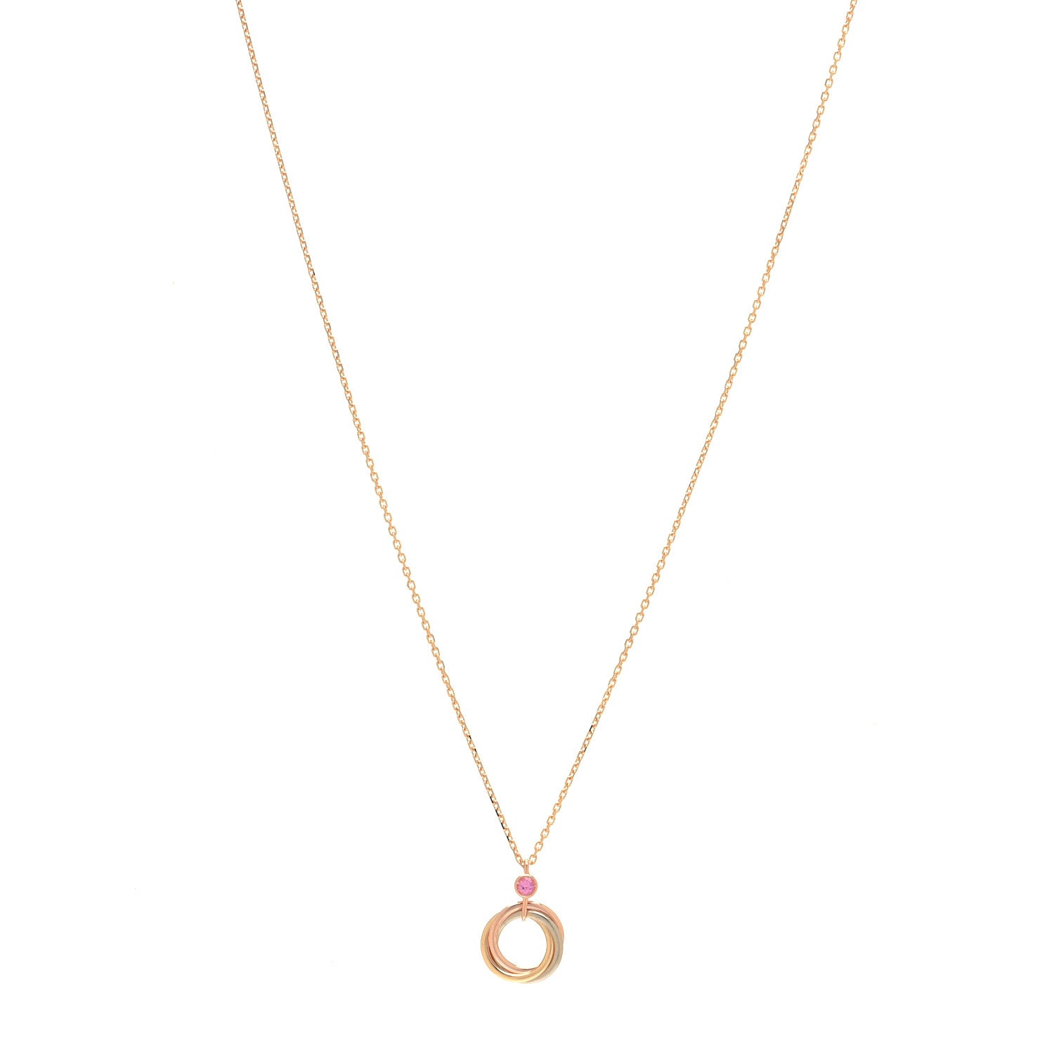 Cartier 18K Pink Yellow White Gold Pink Spinel Trinity Pendant Necklace 1 of 5
