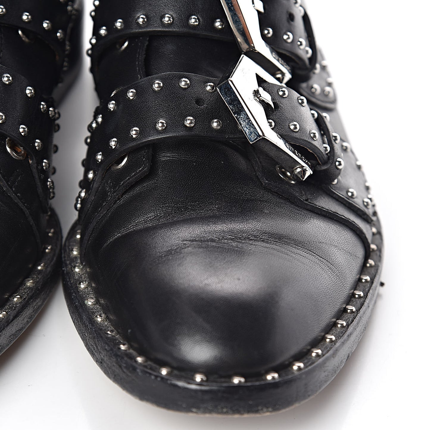 Calfskin Studded Prue Buckle Bootie 35 Black