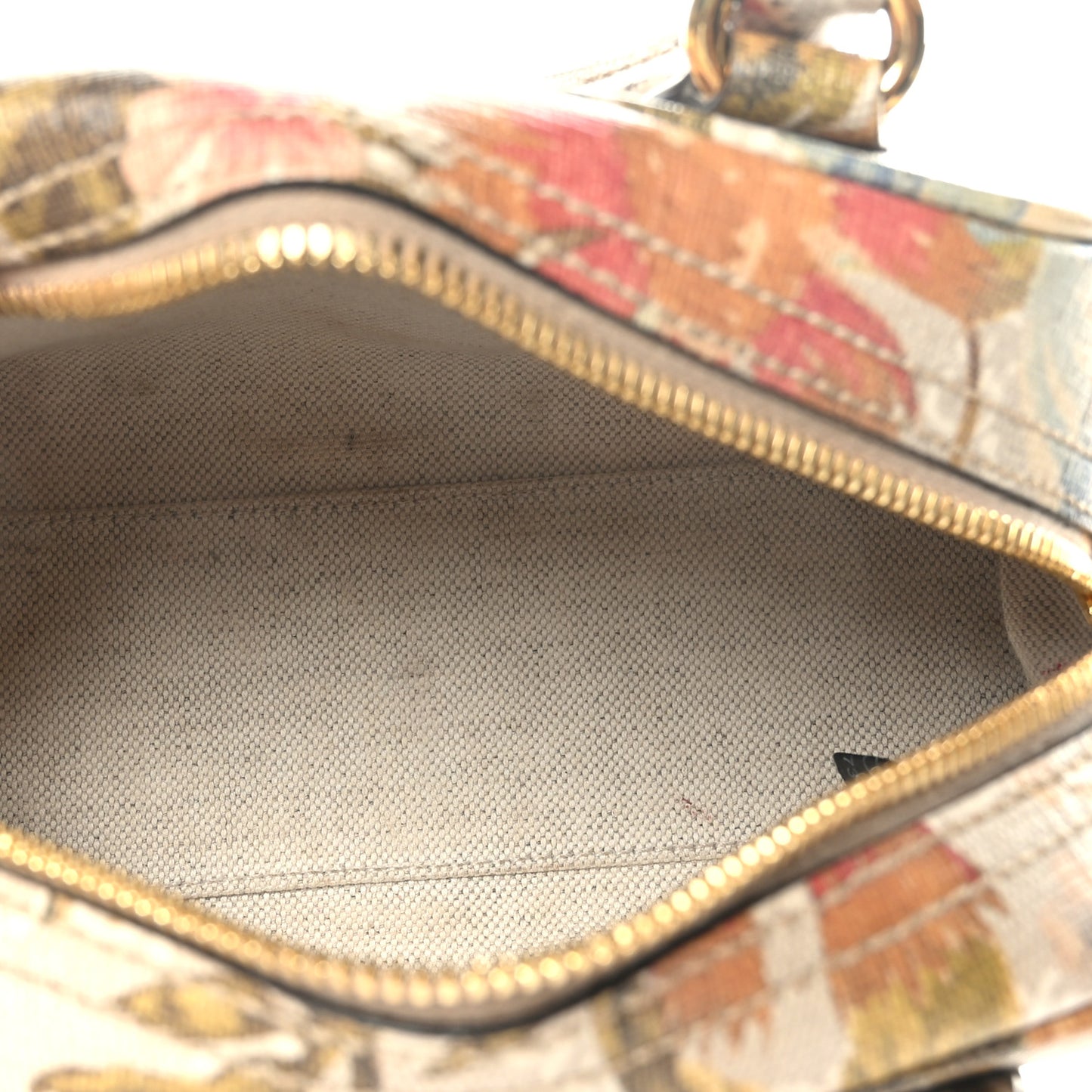 GG Supreme Monogram Water Flora Web Mini Ophidia Top Handle Bowler Bag Beige White Multicolor