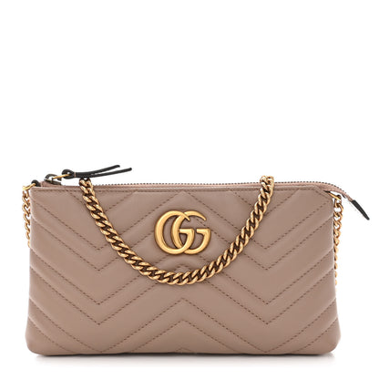 Gucci Calfskin Matelasse Mini GG Marmont Chain Bag Porcelain Rose 1 of 10