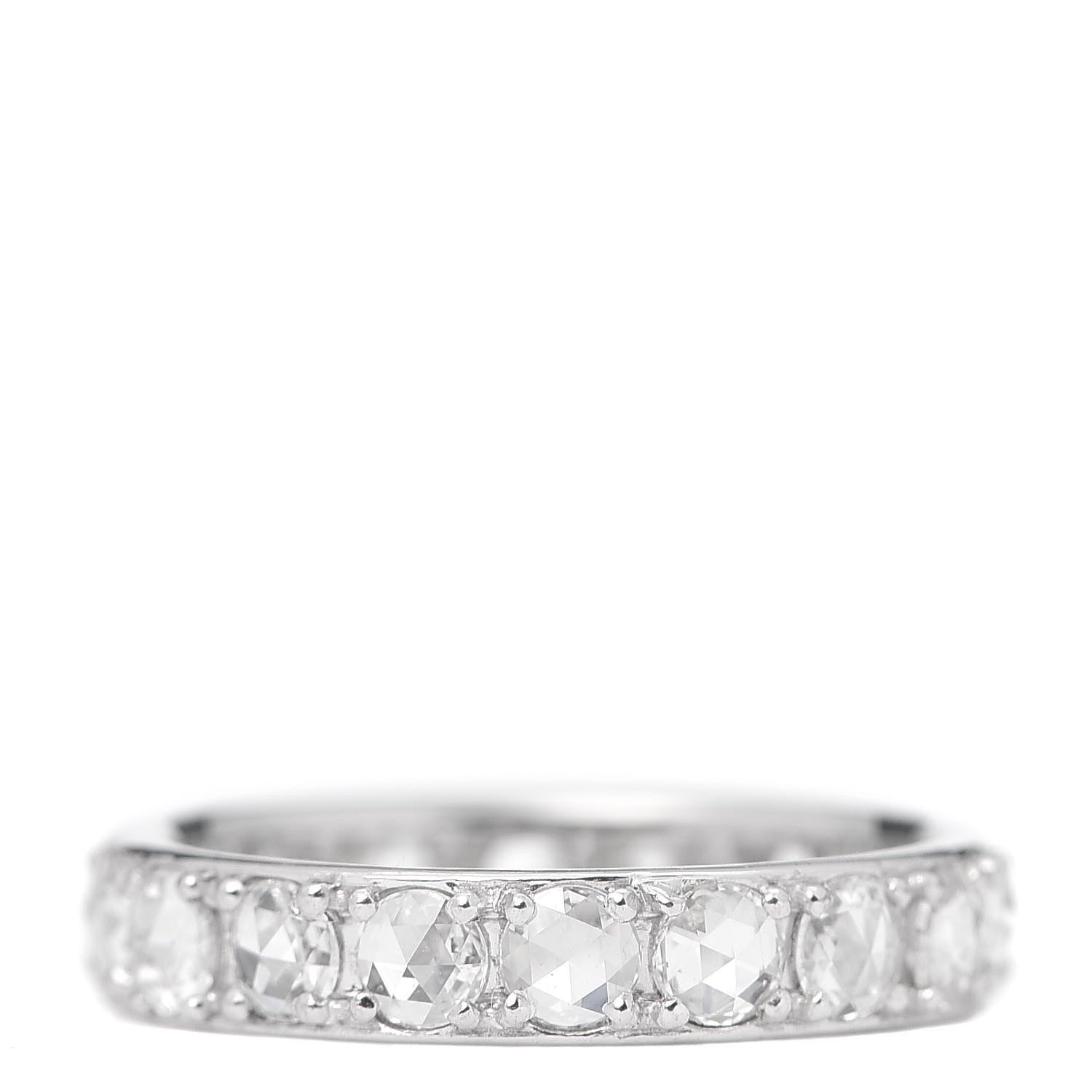 Tiffany 18K White Gold Diamond Metro Rose Cut Eternity Band Ring 50 5.25 1 of 4