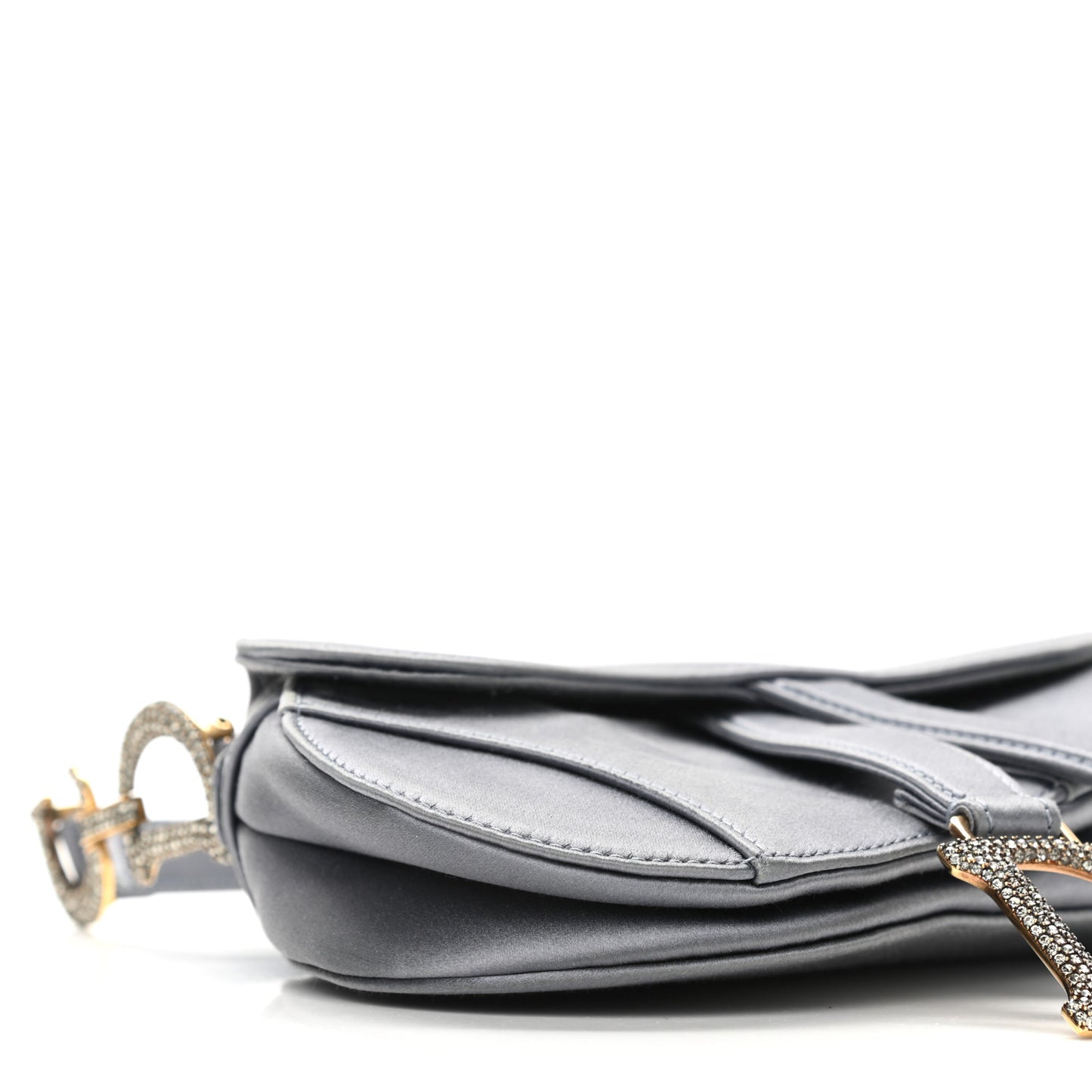 Satin Crystal Mini Saddle Bag Blue Gray