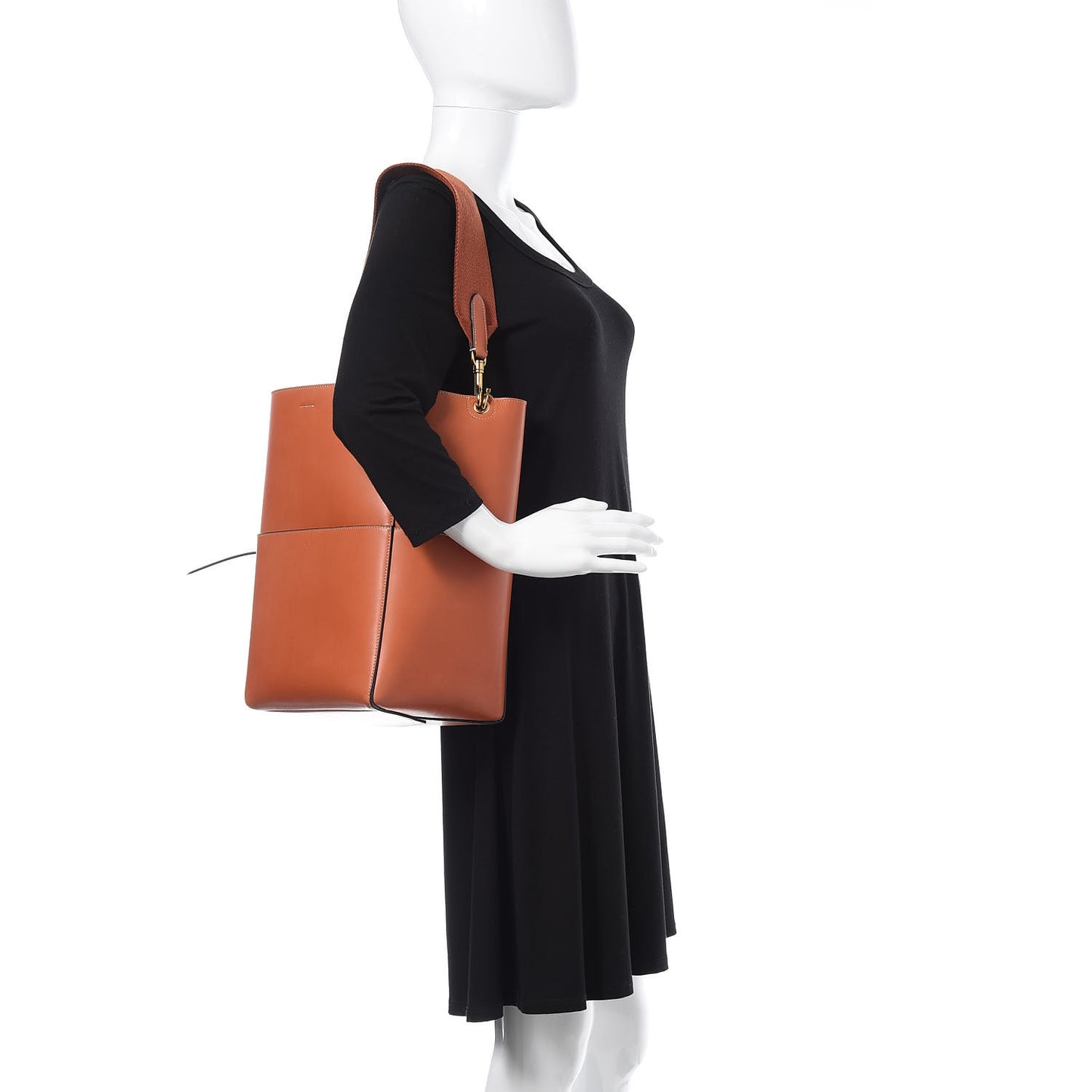 Natural Calfskin Sangle Bucket Bag Terracotta