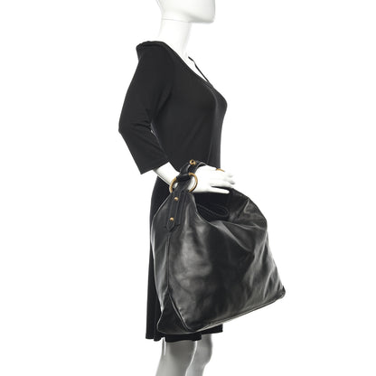 Gucci Calfskin Large Horsebit Chain Hobo Black 2 of 12