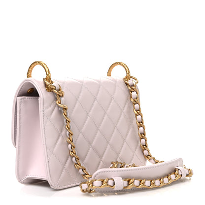 Chanel Shiny Calfskin Quilted Coco Crush Handle Flap Light Purple 3 of 11