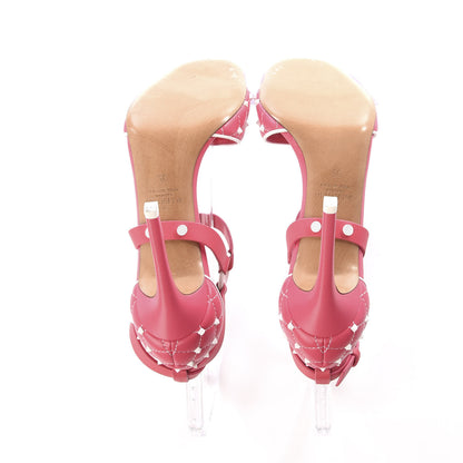 Valentino Garavani Nappa Free Rockstud Spike 105mm Ankle Strap Sandals 35 Shadow Pink Optic White 7 of 12