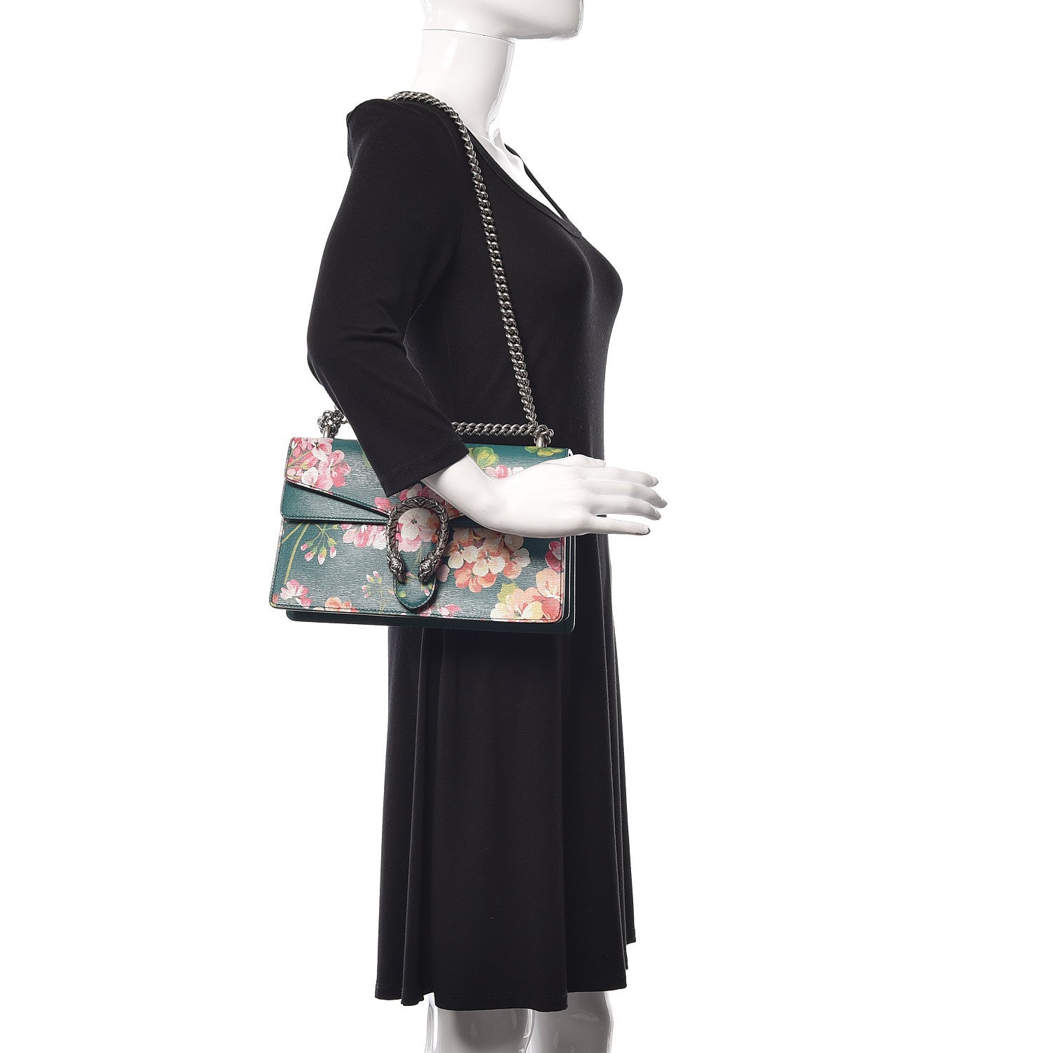 Gucci Calfskin Blooms Print Small Dionysus Shoulder Bag Bright Emerald Multicolor 2 of 13