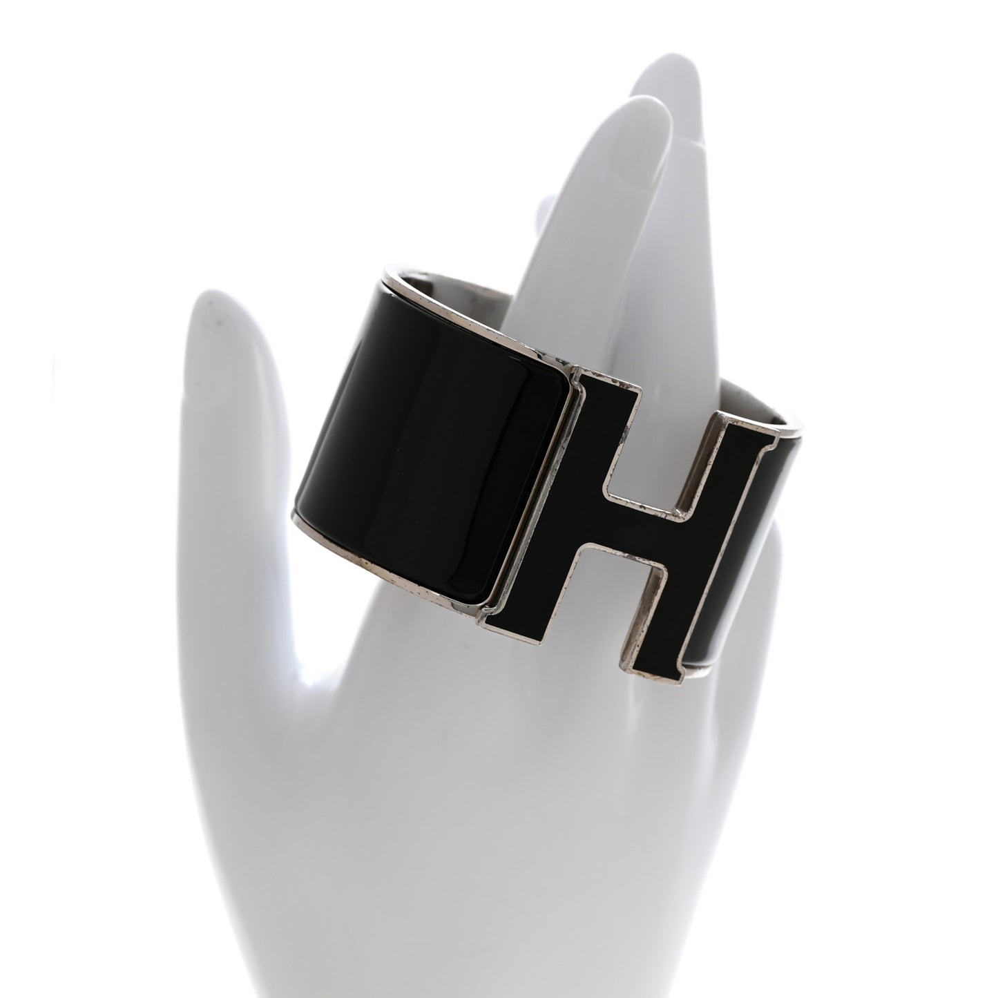 Enamel Extra Wide Clic Clac H Bracelet GM Black