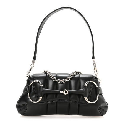 Gucci Nappa Vertical Matelasse Small Maxi Horsebit Chain Shoulder Bag Black 1 of 12
