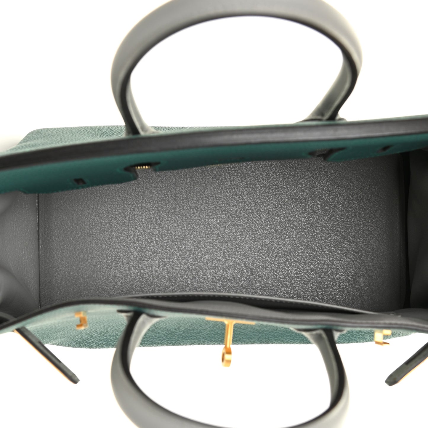 Togo Bi-Color Horseshoe Birkin 30 Malachite Gris Mouette