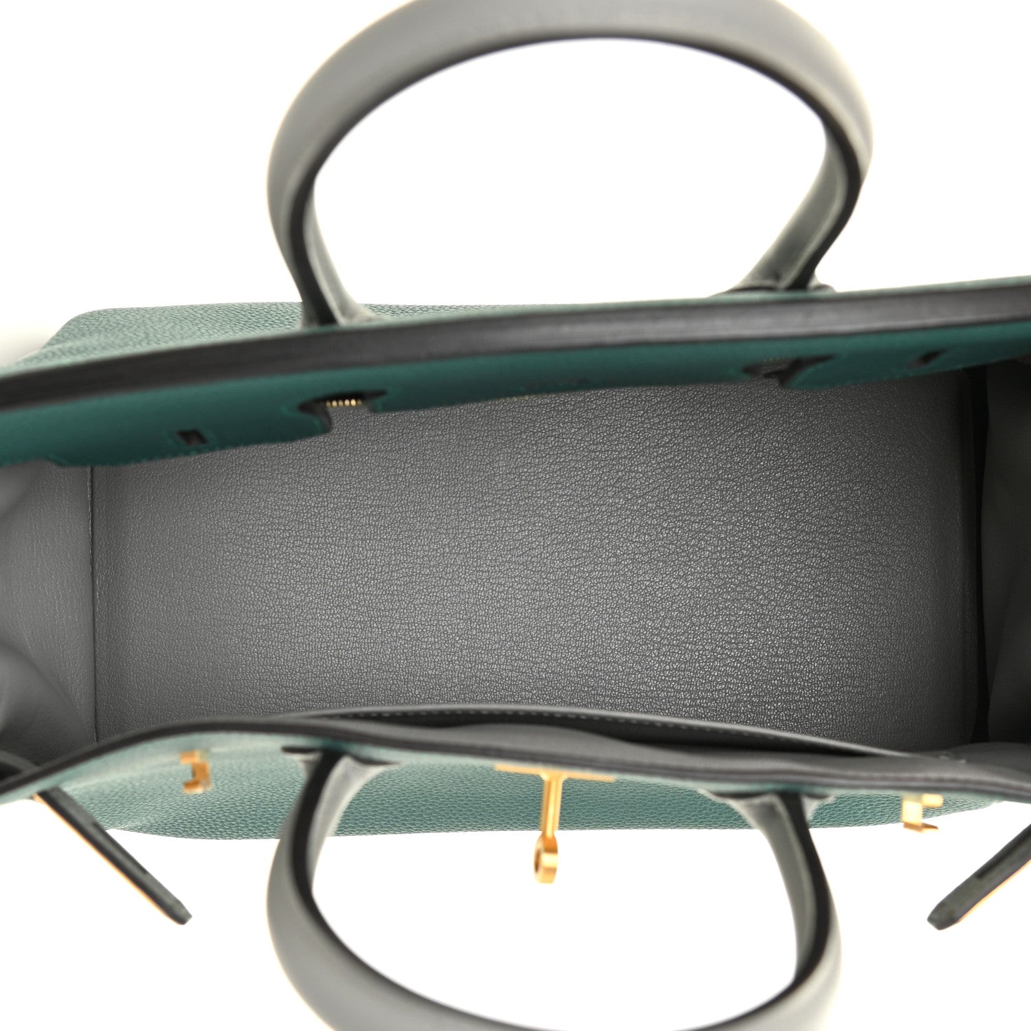 Hermes Togo Bi-Color Horseshoe Birkin 30 Malachite Gris Mouette 5 of 17