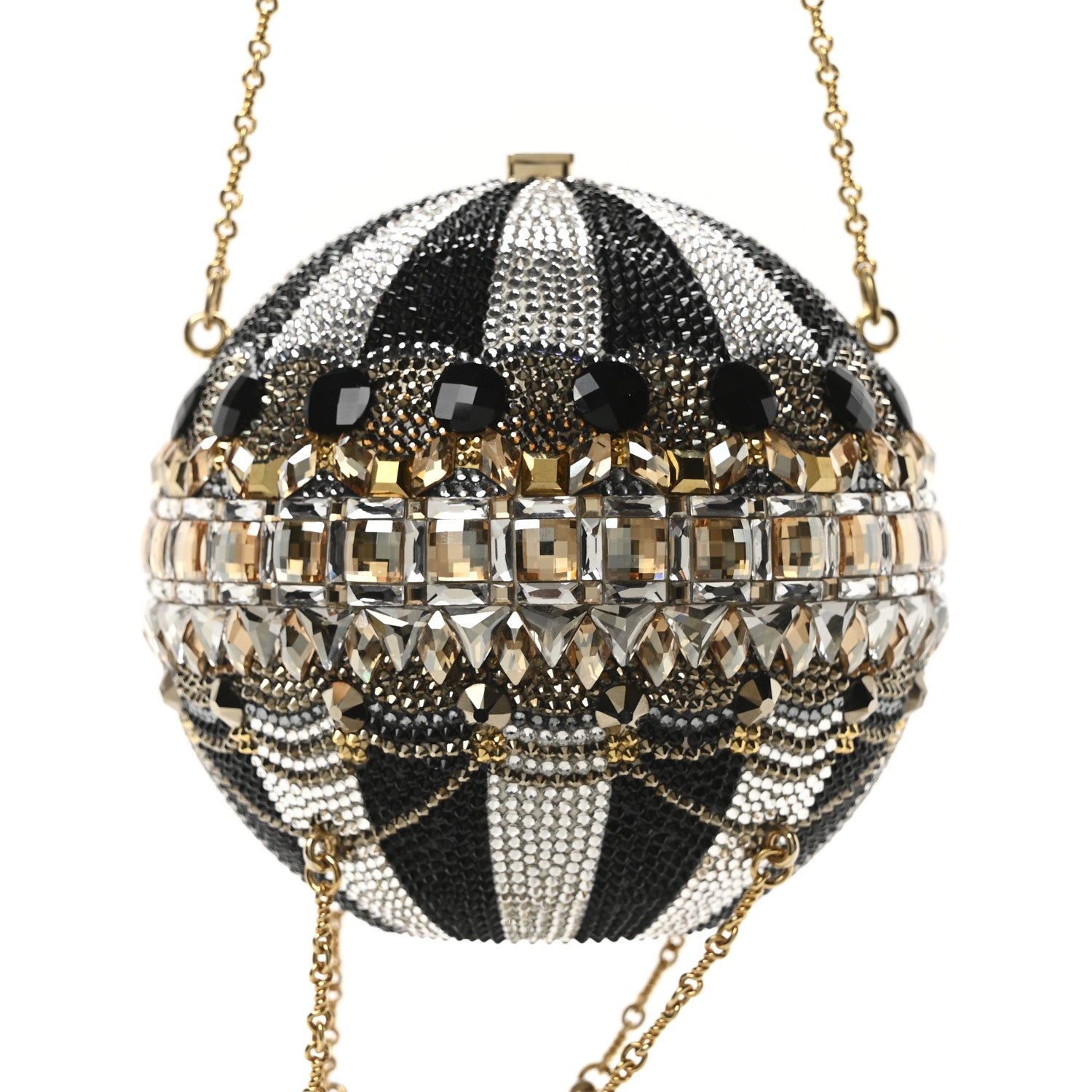 Judith Leiber Crystal Pearl Amelia Hot Air Balloon Minaudiere Clutch Gold 7 of 10