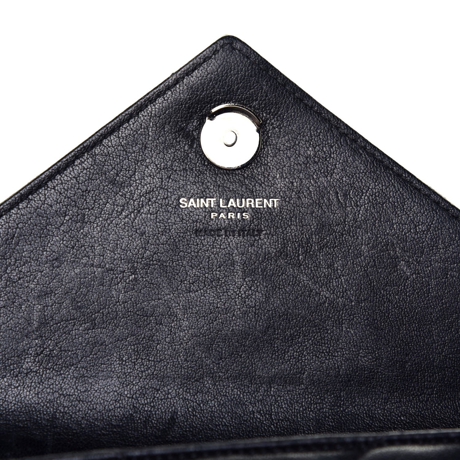 Saint Laurent Sheepskin Matelasse Chevron Monogram College Chain Wallet Black 7 of 10