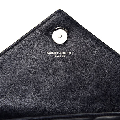 Saint Laurent Sheepskin Matelasse Chevron Monogram College Chain Wallet Black 7 of 10