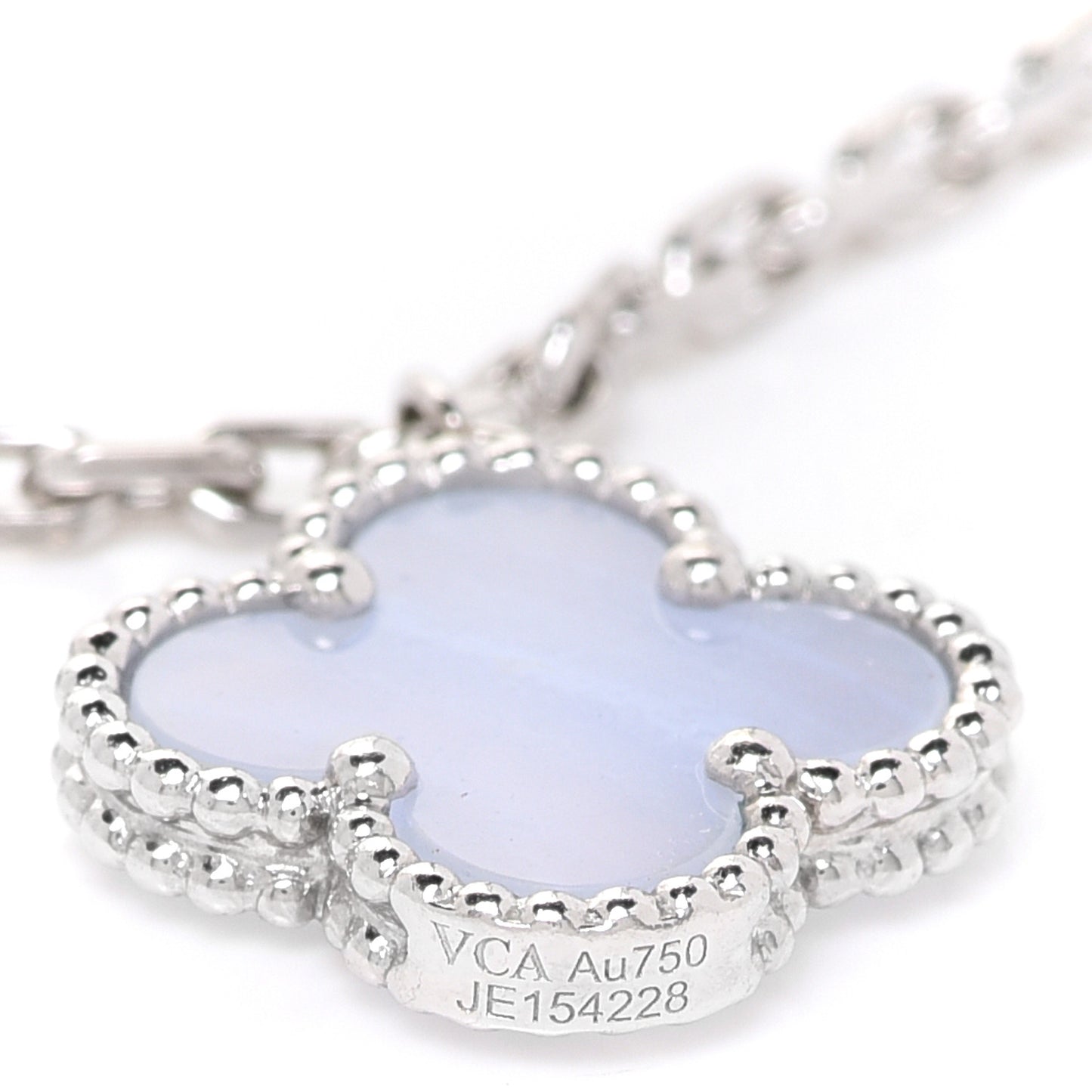 18K White Gold Chalcedony Mother of Pearl 5 Motifs Magic Alhambra Bracelet