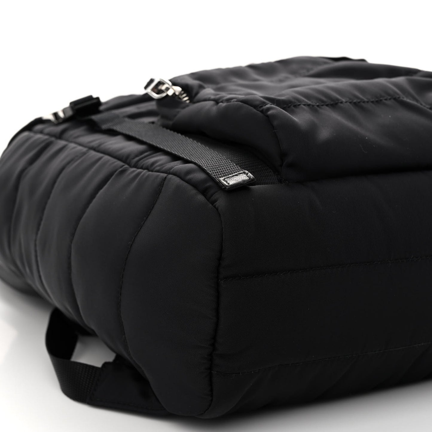 Tessuto Nylon Quilted Double Buckle Backpack Black