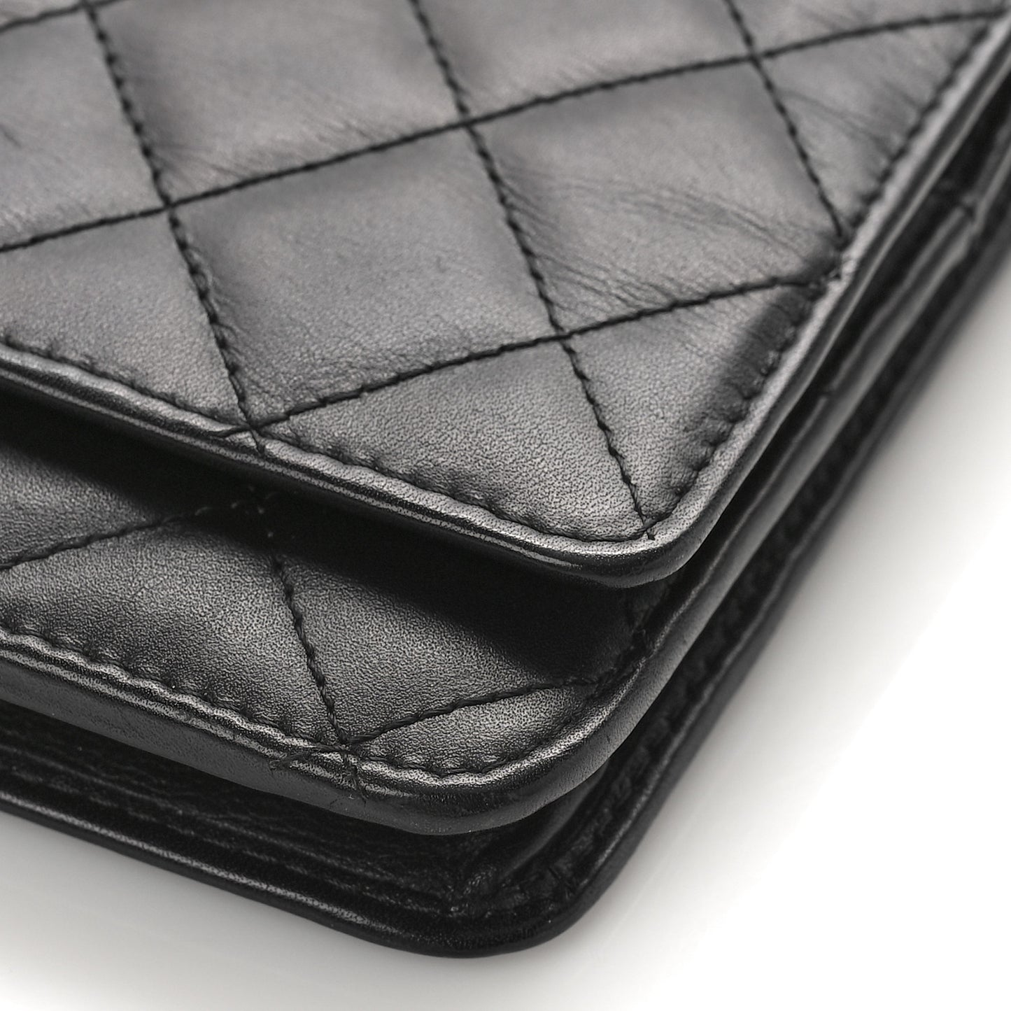 Calfskin Quilted Cambon Wallet on Chain WOC Black
