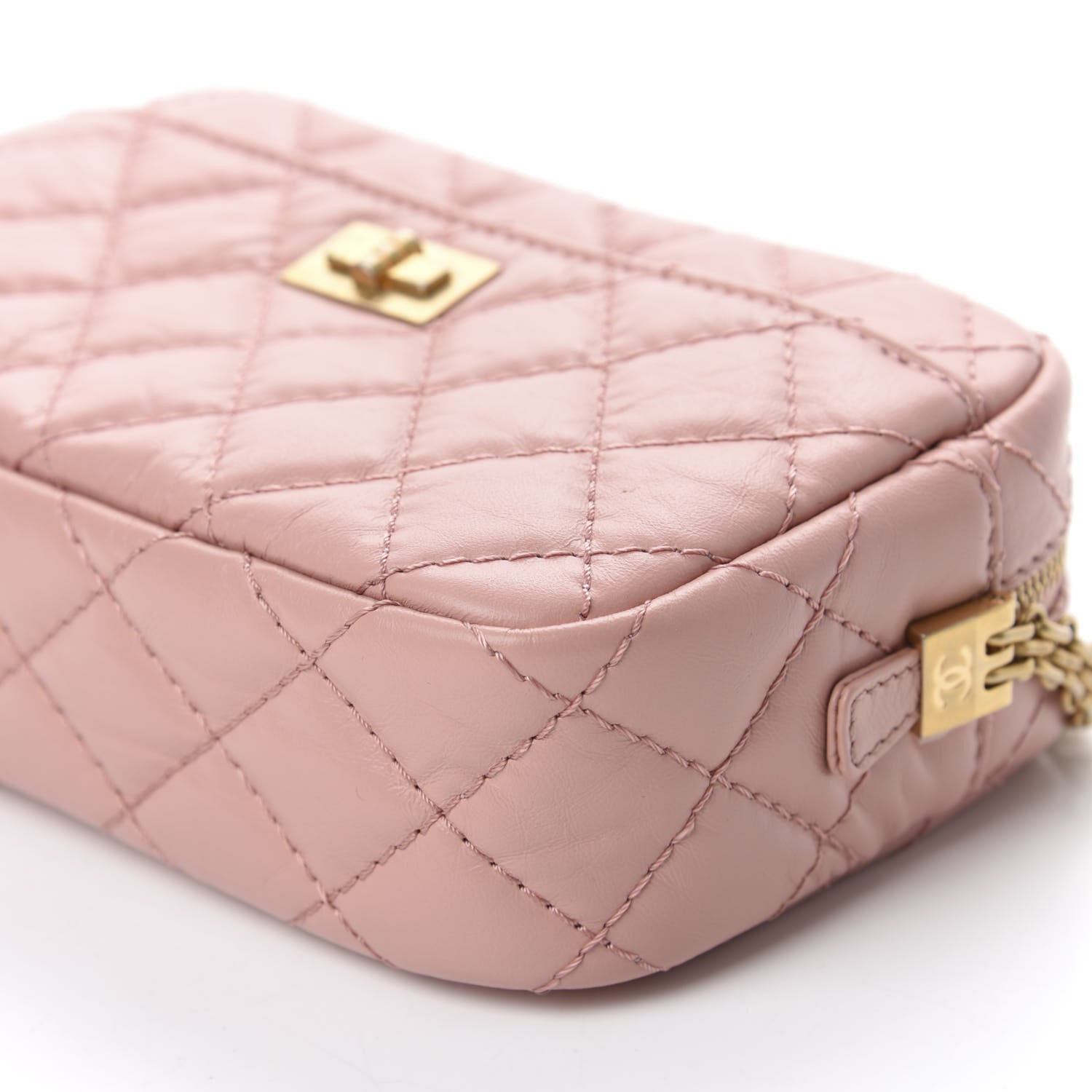Chanel Aged Calfskin Quilted Mini Reissue Camera Case Pink 7 of 10