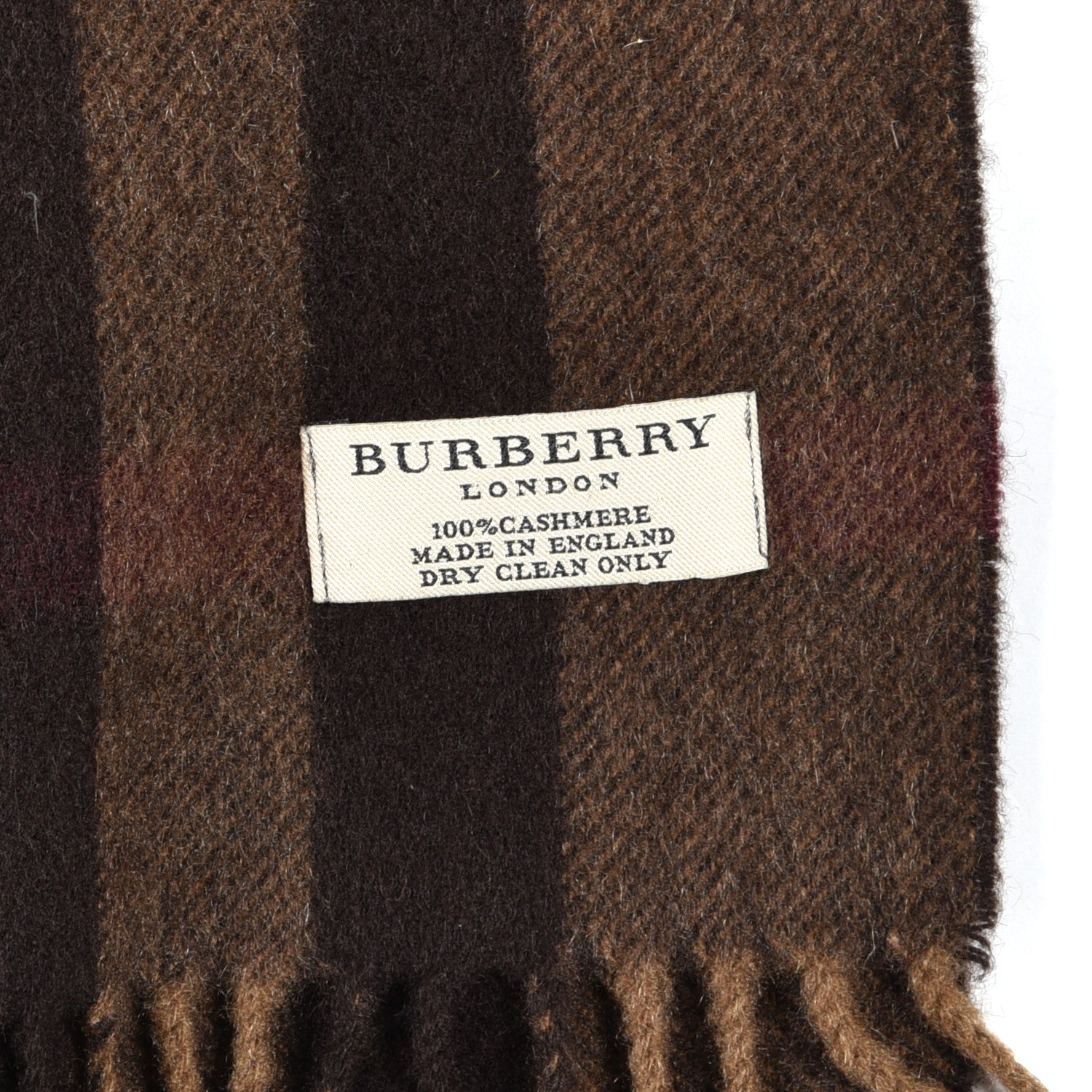 Burberry Cashmere Giant Check Fringe Scarf Dark Brown 3 of 3