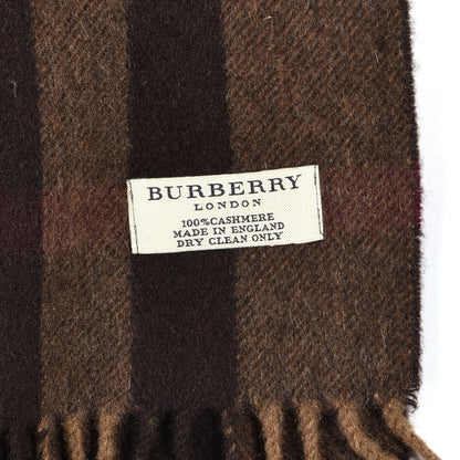 Burberry Cashmere Giant Check Fringe Scarf Dark Brown 3 of 3