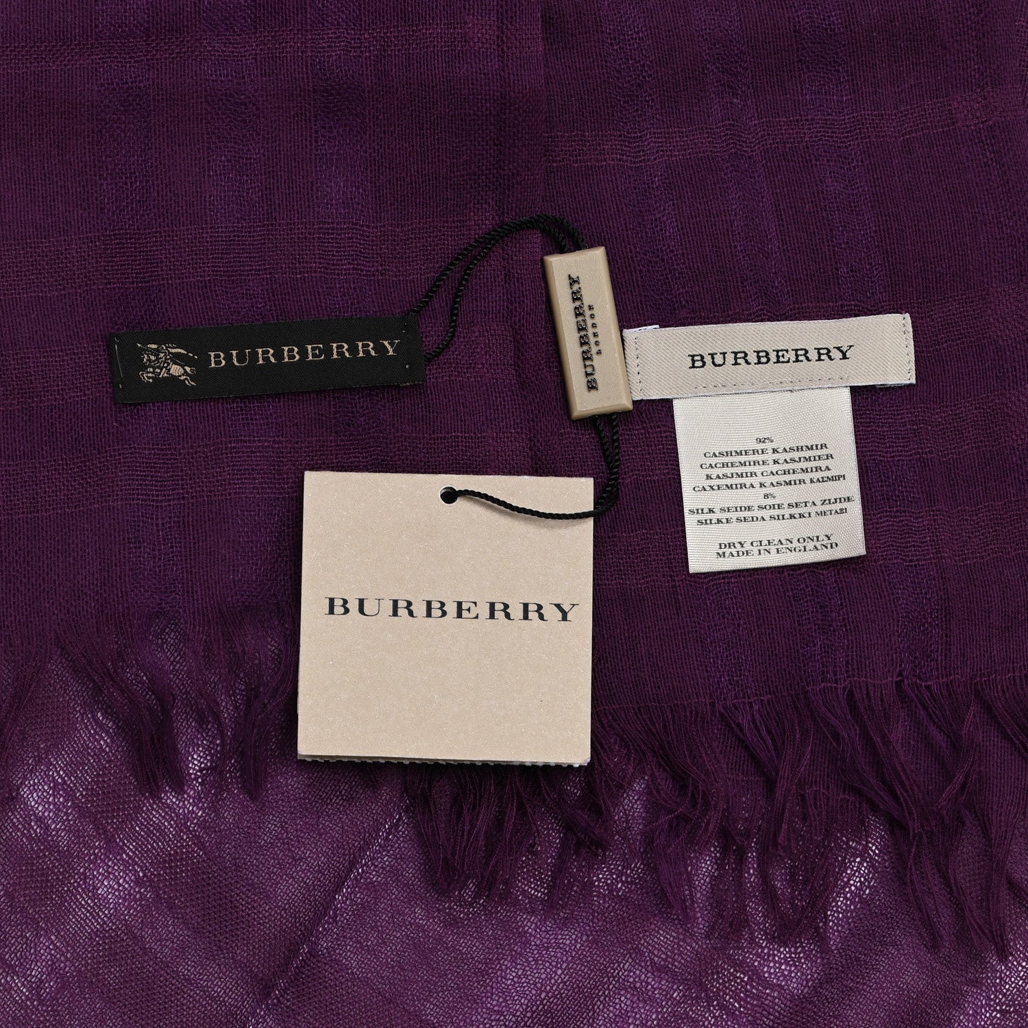Burberry Cashmere Silk Scarf Purple 8 of 8
