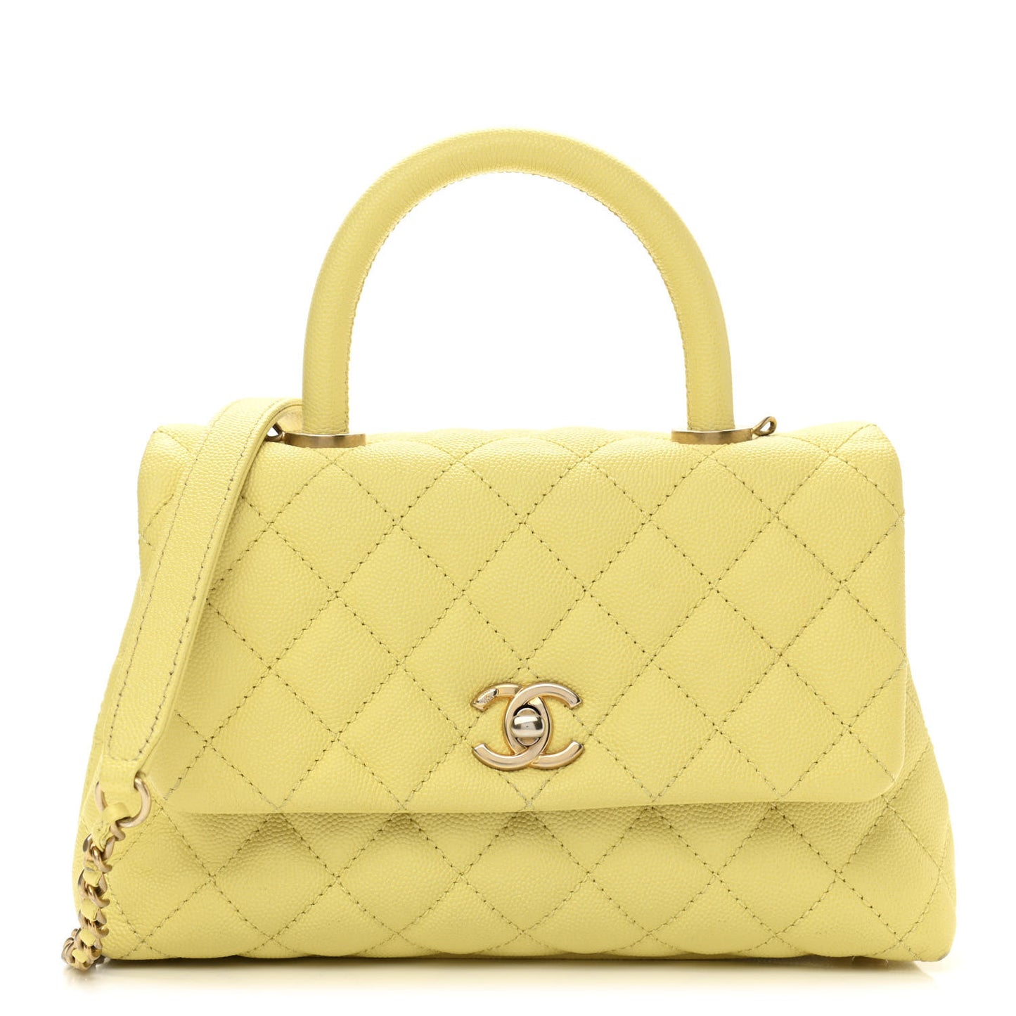Caviar Quilted Mini Coco Handle Flap Yellow