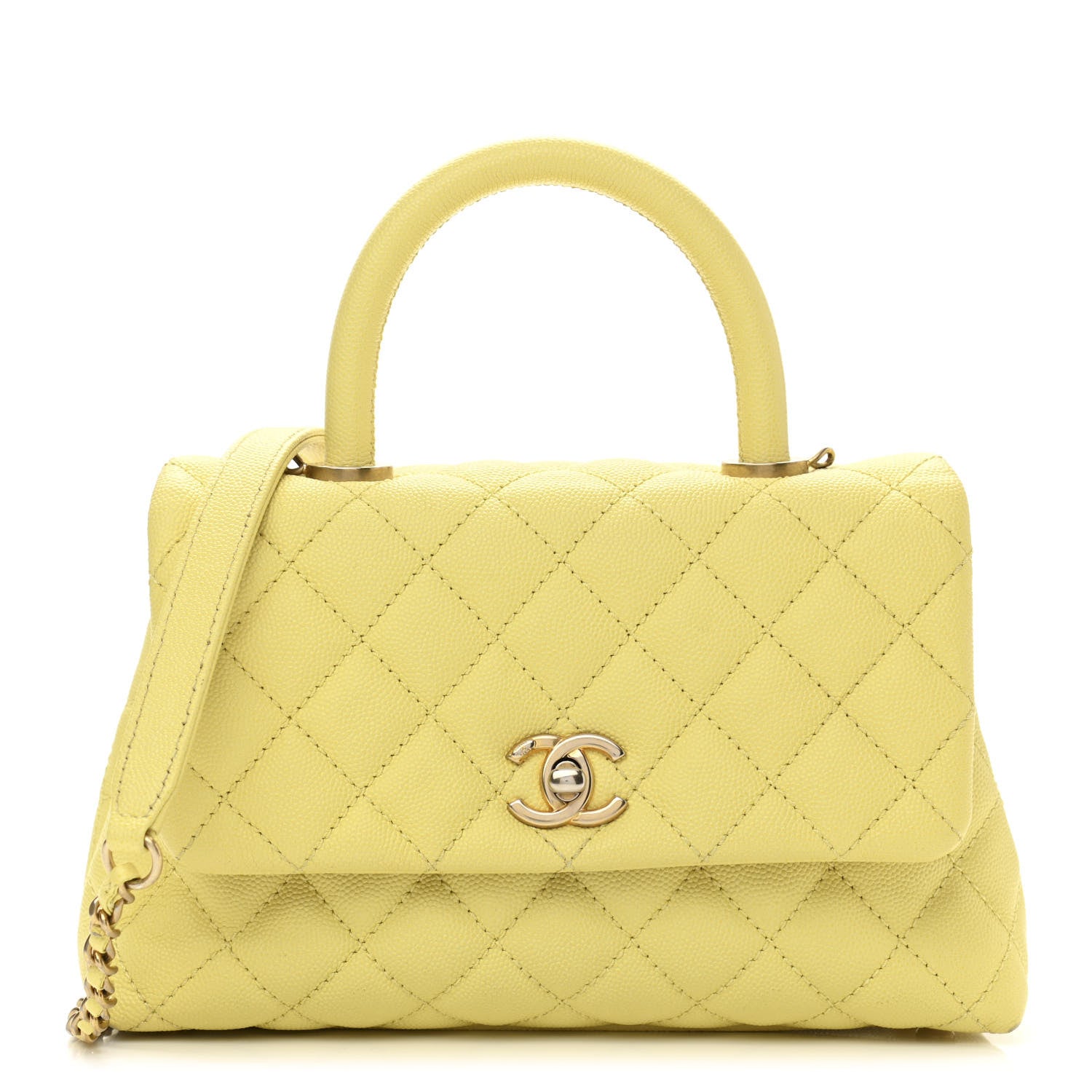 Chanel Caviar Quilted Mini Coco Handle Flap Yellow 1 of 10