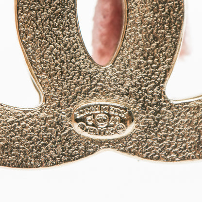 Chanel Enamel Velvet Ribbon CC Brooch Pink Gold 4 of 7