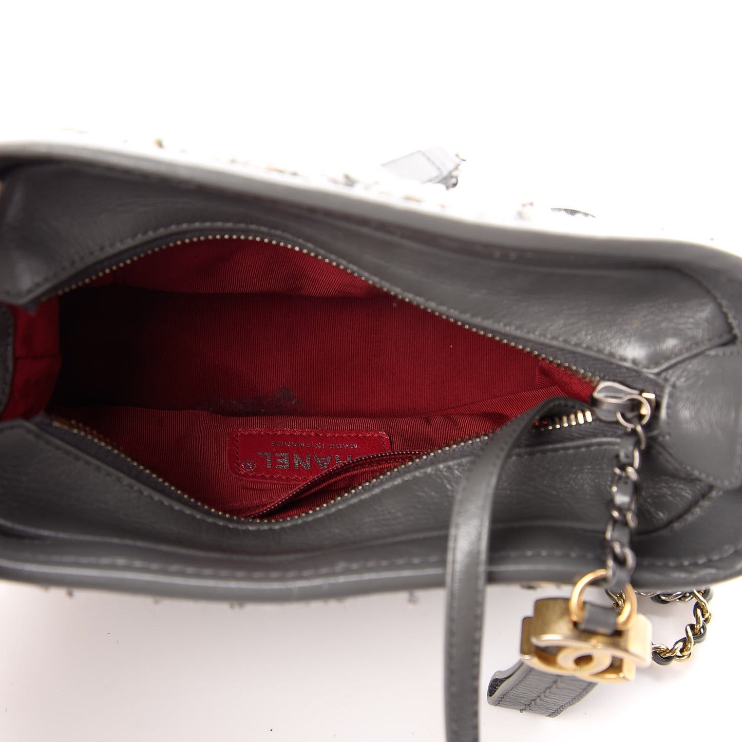 Tweed Calfskin Quilted Small Gabrielle Hobo Grey