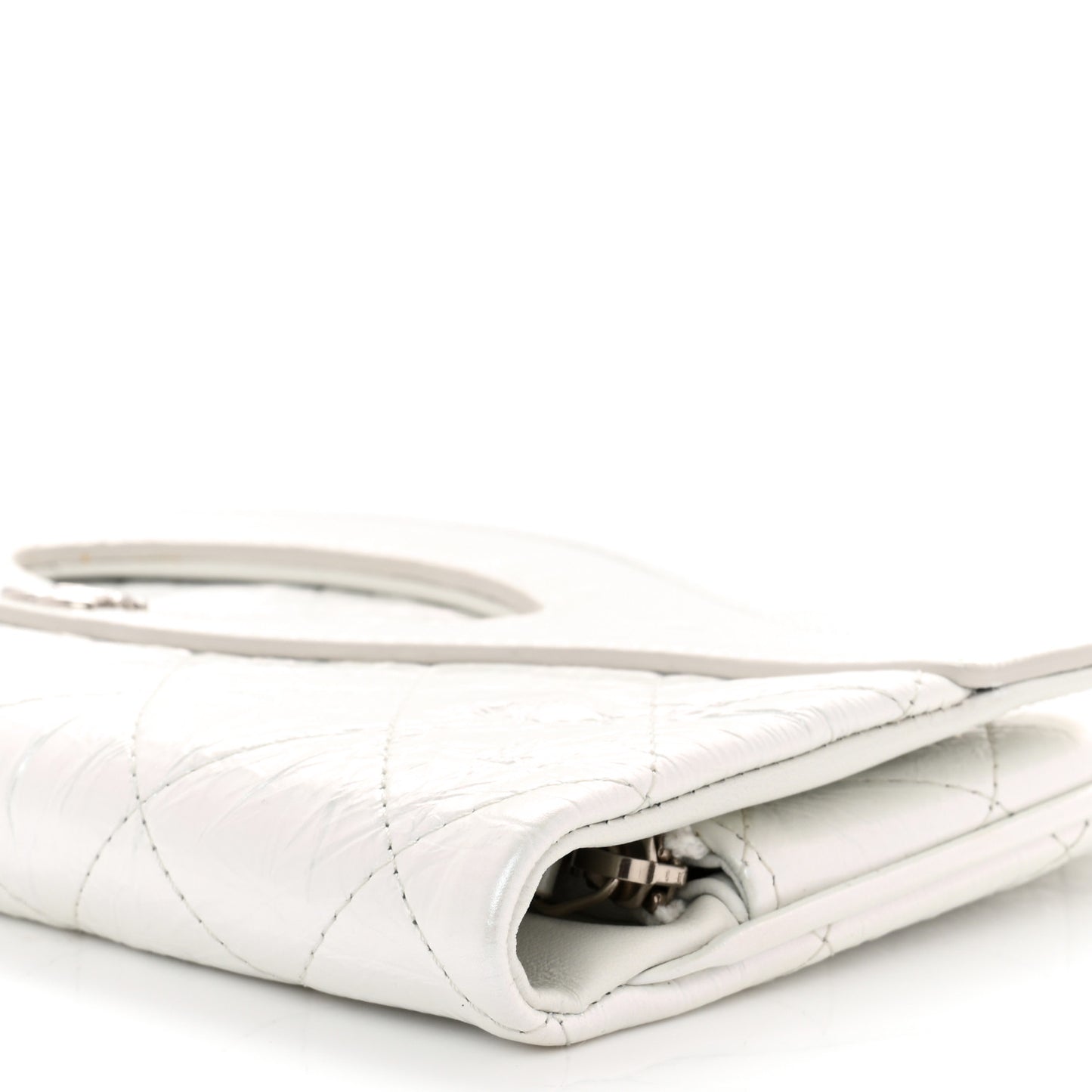 Iridescent Aged Calfskin Small 31 Pouch White