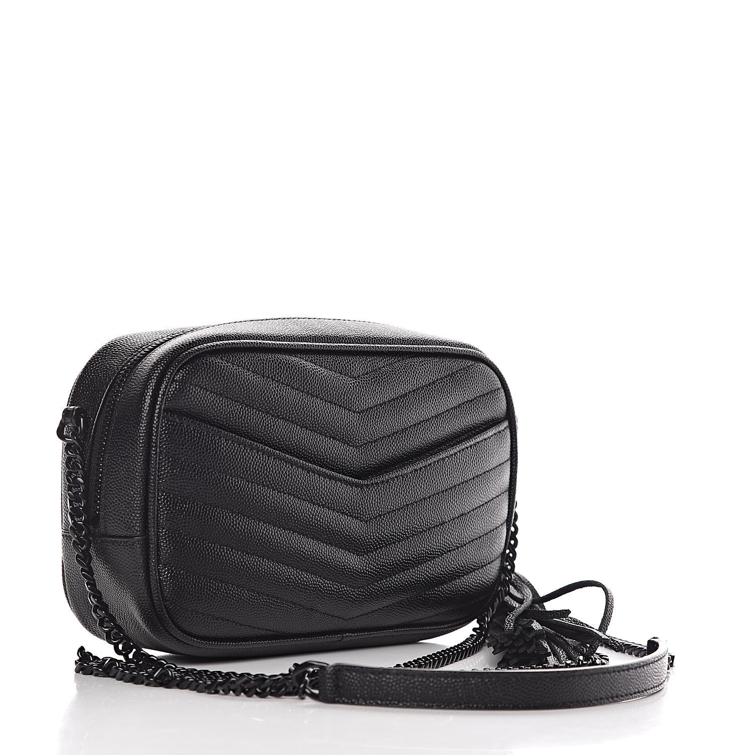 Saint Laurent Grain De Poudre Matelasse Monogram Mini Lou Camera Bag Black 3 of 11
