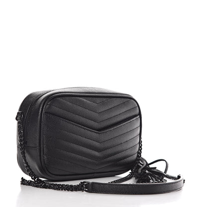 Saint Laurent Grain De Poudre Matelasse Monogram Mini Lou Camera Bag Black 3 of 11
