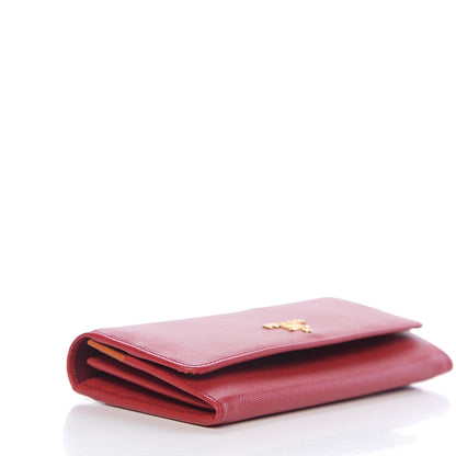 Prada Saffiano Metal Continental Flap Wallet Fuoco 3 of 6