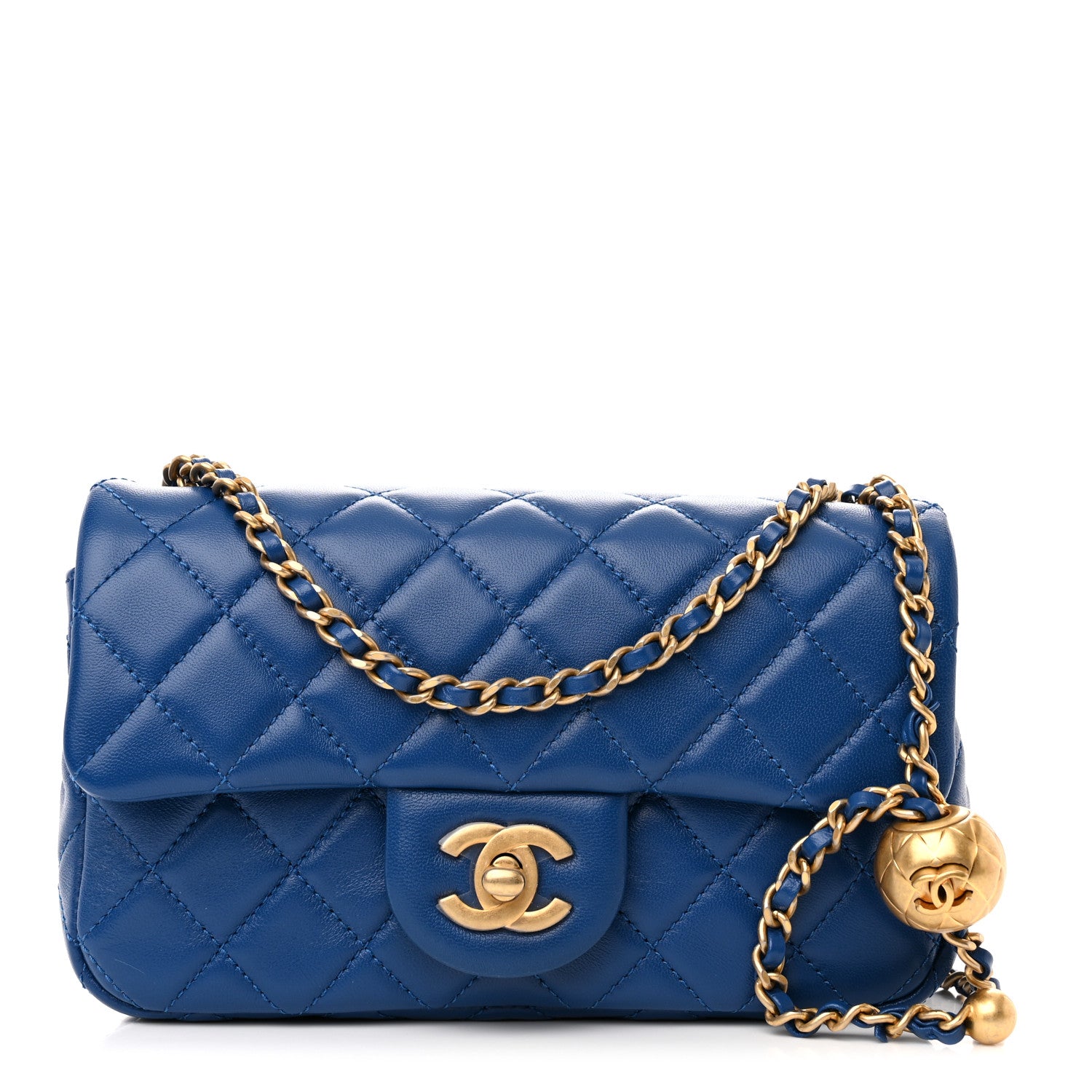 Chanel Lambskin Quilted Pearl Crush Mini Rectangular Flap Blue 1 of 11