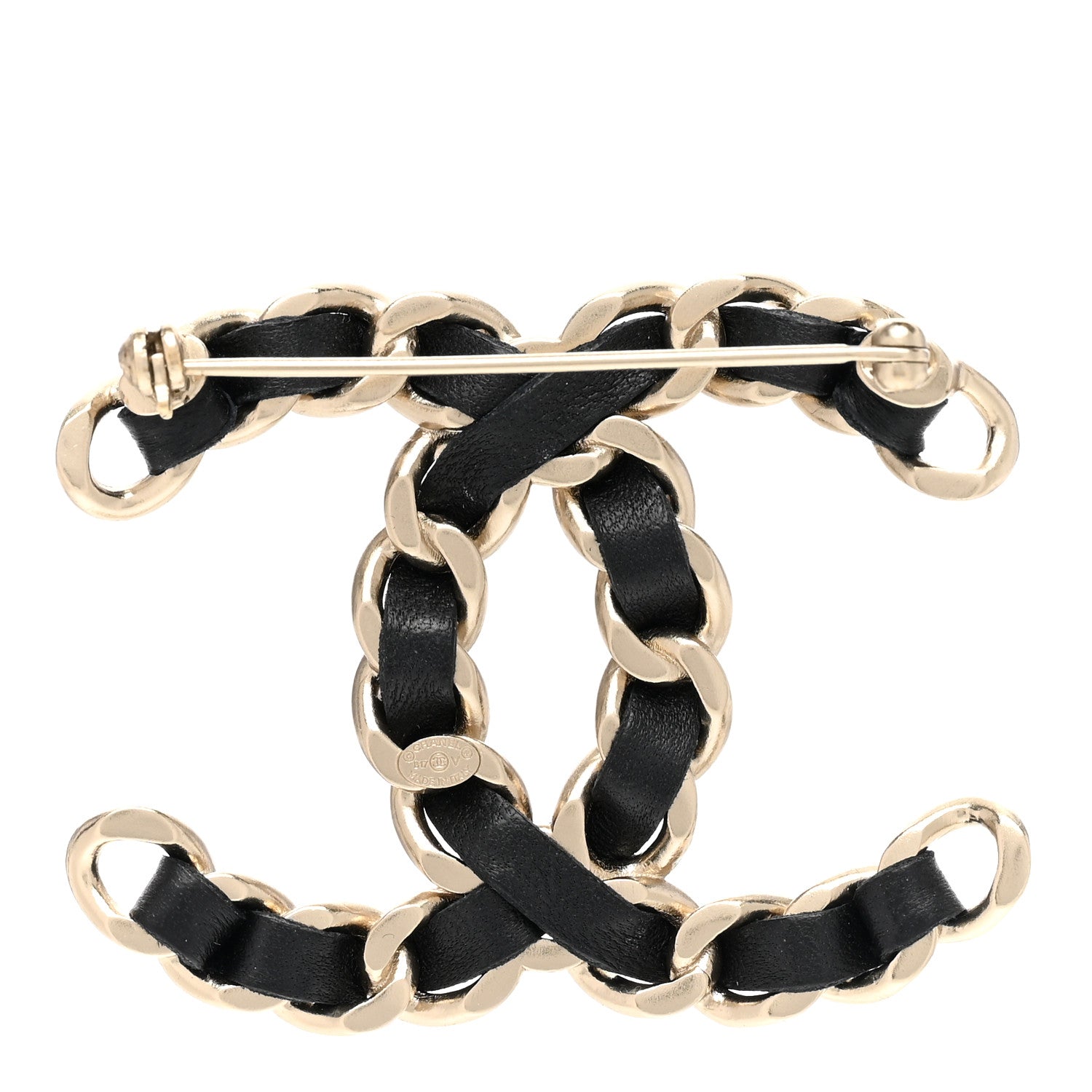 Chanel Lambskin Chain CC Brooch Black Gold 3 of 5