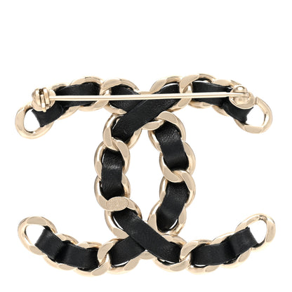 Chanel Lambskin Chain CC Brooch Black Gold 3 of 5