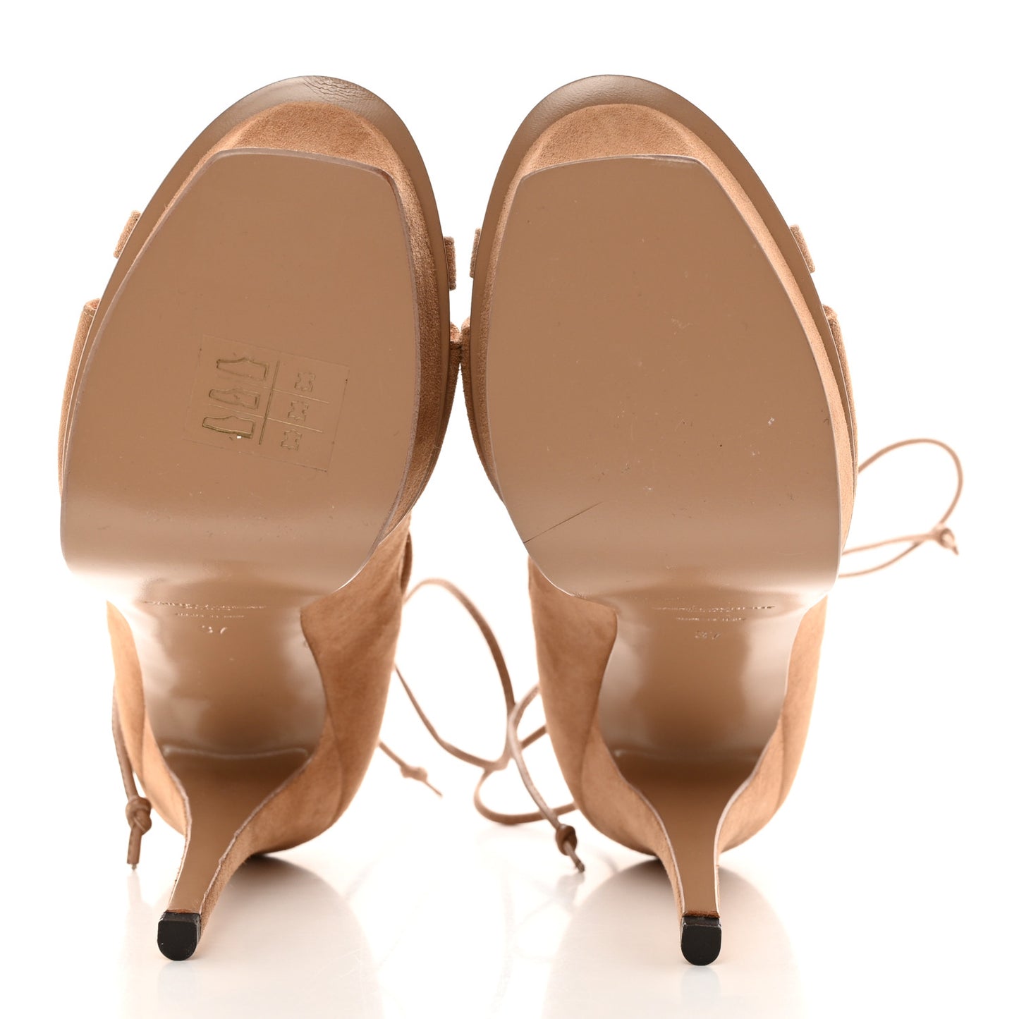 Kid Scamosciato Tribute 105 Lace Up Platform Sandals 37 Beige