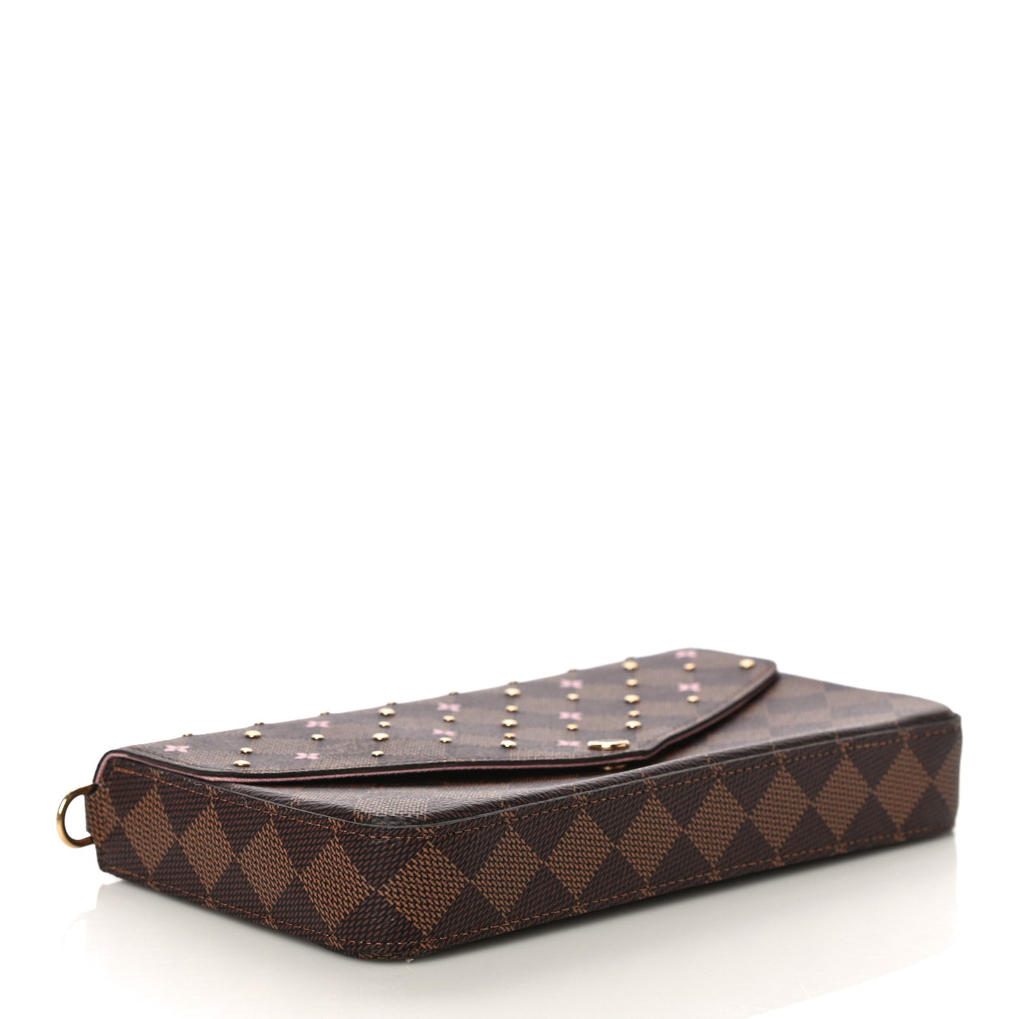 Damier Ebene Studded Pochette Felicie Chain Wallet