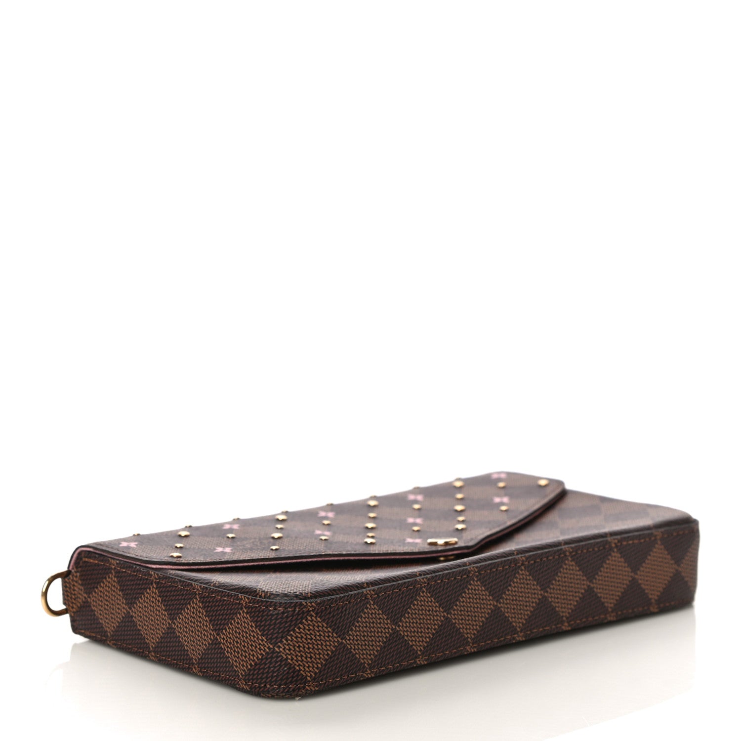 Louis Vuitton Damier Ebene Studded Pochette Felicie Chain Wallet 4 of 10