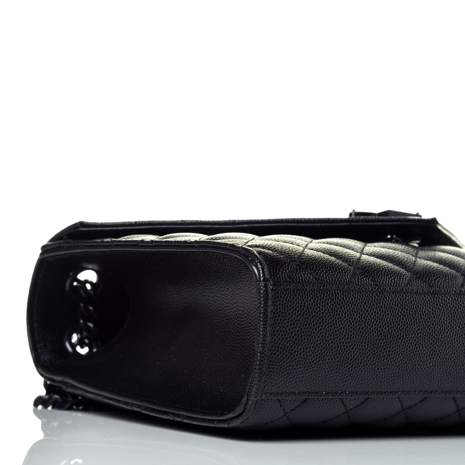 Saint Laurent Grain De Poudre Textured Mixed Matelasse Triquilt Medium Monogram Satchel Black 7 of 8