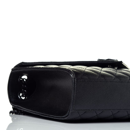 Saint Laurent Grain De Poudre Textured Mixed Matelasse Triquilt Medium Monogram Satchel Black 7 of 8