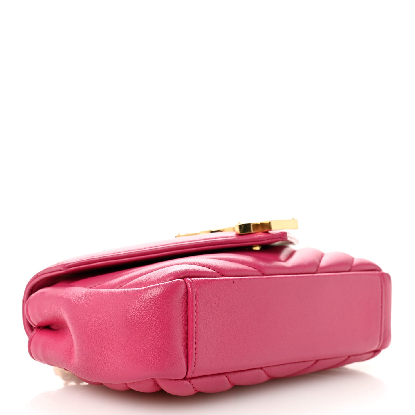 Calfskin Matelasse Chevron Classic Monogram Baby Chain Bag Fuchsia